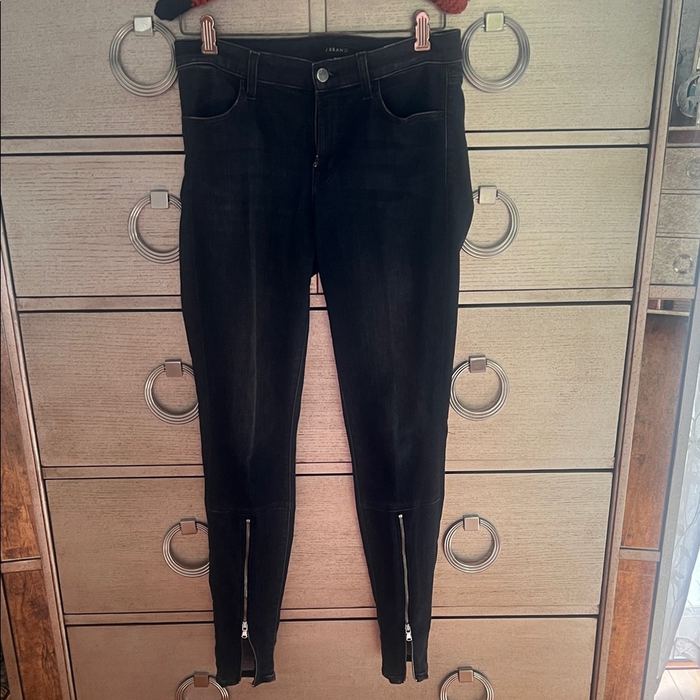 J Brand Dark Skinny Jeans with Ankle Zippers